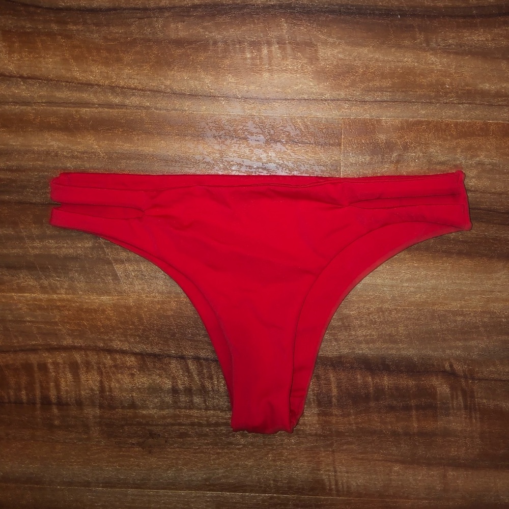 Red cheeky bikini bottom
